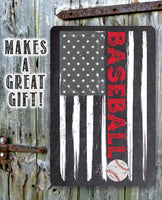 American Flag - Baseball - Metal Sign