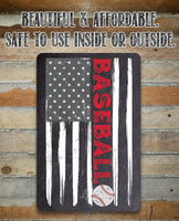 American Flag - Baseball - Metal Sign