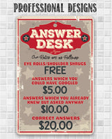 Answer Desk - Metal Sign