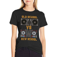 Old School DJ VS New School DJ Gifts For Men Equipment Table  Stretchy T-Shirt