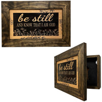 Bible Verse Decorative & Secure Wall-Mounted Gun Cabinet - Be Still and Know That I am God Psalm 46:10 Gun Safe