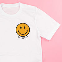 Be Happy - Pocket Size Smiley Face (YELLOW) - Unisex Tee
