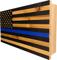 Blue Line American Flag Hidden Gun Storage, Customizable Thin Blue Line Concealment Flag for Police Officers and Law Enforcement Professionals