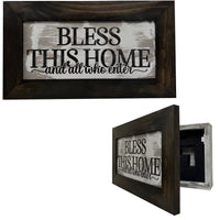 Wood Gun Cabinet - Bless This Home And All Who Enter Wall Gun Cabinet - Hidden Wall Storage - Hidden Gun Safe - Handcrafted Gun Concealment Furniture - Hidden Gun Storage by Bellewood Designs