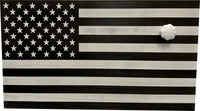 American Flag Decorative & Secure Wall-Mounted Gun Cabinet (Black & White Distressed)