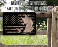 Camouflage American Flag Fishing - Metal Sign