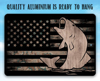 Camouflage American Flag Fishing - Metal Sign