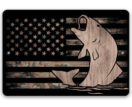 Camouflage American Flag Fishing - Metal Sign