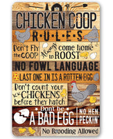 Chicken Coop Rules - Metal Sign