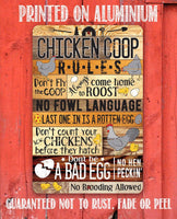 Chicken Coop Rules - Metal Sign