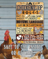 Chicken Coop Rules - Metal Sign