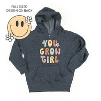 You Grow Girl on Front w/ Smiley and Flowers on Back - Child Hoodie