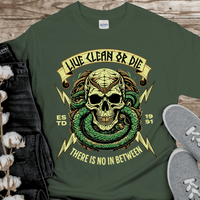 Custom Recovery T-Shirt | Inspiring Sobriety | Live Clean Or Die