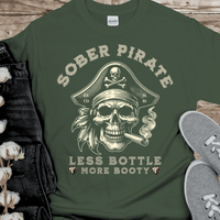Custom Recovery T-Shirt | Inspiring Sobriety |   Sober Pirate - Less Bottle More Booty
