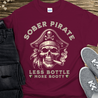 Custom Recovery T-Shirt | Inspiring Sobriety |   Sober Pirate - Less Bottle More Booty