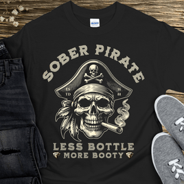 Custom Recovery T-Shirt | Inspiring Sobriety |   Sober Pirate - Less Bottle More Booty