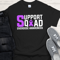 Custom Recovery T-Shirt | Inspiring Sobriety | Support Squad Overdose Awareness