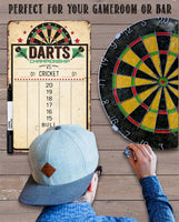 Dart Scoreboard (Beige) Dry Erase for Keeping Score in Games Cricket, 301 or 501 - Metal Sign