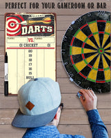 Dart Scoreboard (Yellow) Dry Erase for Keeping Score in Games Cricket, 301 or 501 - Metal Sign