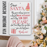 Dear Santa - Metal Sign