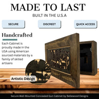 Hidden Gun Safe - Deer Scene Wall Gun Cabinet - Hidden Wall Storage - Wood Gun Cabinet - Handcrafted Gun Concealment Furniture - Hidden Gun Storage by Bellewood Designs