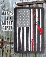 Distressed Flag Fishing - Metal Sign
