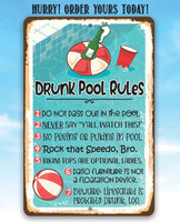 Drunk Pool Rules - Metal Sign