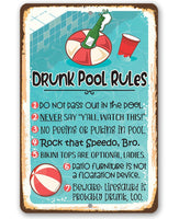 Drunk Pool Rules - Metal Sign