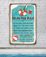 Drunk Pool Rules - Metal Sign
