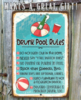 Drunk Pool Rules - Metal Sign