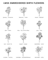 Embroidered PIGMENT Crewneck - 5 Birth Flower w/ White Thread (center)