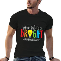 Your Future Is Bright 4th Grade Teacher Men Women Girls Kids  Heathered Texture T-Shirt
