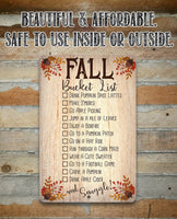 Fall Bucket List - Metal Sign
