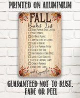 Fall Bucket List - Metal Sign