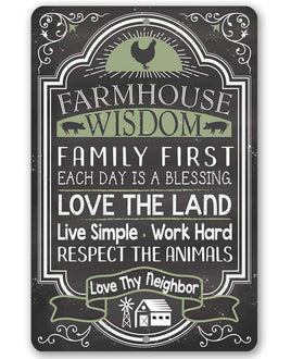 Farmhouse Wisdom - Metal Sign