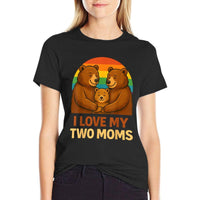 I Love My Two Moms Retro Mama Bear LGBTQ Pride Month Kids  Stretchy T-Shirt