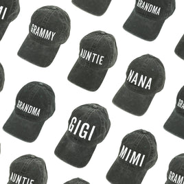 (Choose Your Grandma/Mom Name) - Block Font - Heather Black Baseball Cap