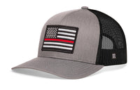Thin Red Line Trucker Hat  |  Gray-Black Fire Snapback