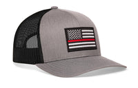 Thin Red Line Trucker Hat  |  Gray-Black Fire Snapback