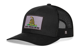 Dont Tread On Me Trucker Hat  |  Black Gadsden Flag Tactical Snapback