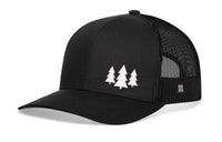 Three Pine Trees Trucker Hat  |  Black Outdoors Snapback