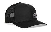Mountains with Pine Tree Trucker Hat  |  Black Outdoors Snapback