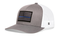 Thin Blue Line Trucker Hat  |  Gray-White Police Tactical Snapback