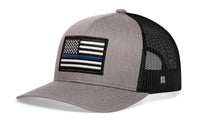 Thin Blue Line Trucker Hat  |  Gray-Black Police Snapback