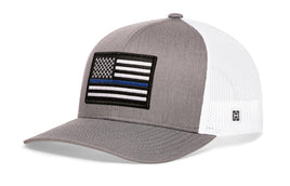 Thin Blue Line Trucker Hat  |  Gray-White Police Snapback