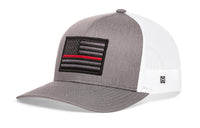 Thin Red Line Trucker Hat  |  Gray-White Fire Tactical Snapback