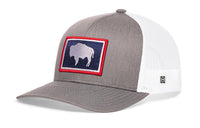 Wyoming Flag Trucker Hat  |  Gray-White WY Snapback