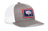 Wyoming Flag Trucker Hat  |  Gray-White WY Snapback