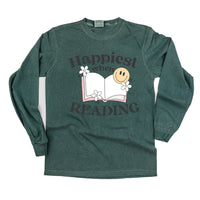 Happiest When Reading - Long Sleeve Comfort Colors Tee