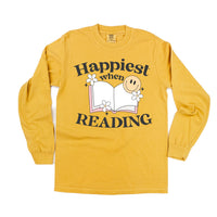 Happiest When Reading - Long Sleeve Comfort Colors Tee